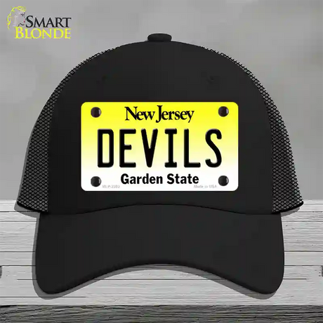 Devils New Jersey State Novelty License Plate Hat Mesh / Black