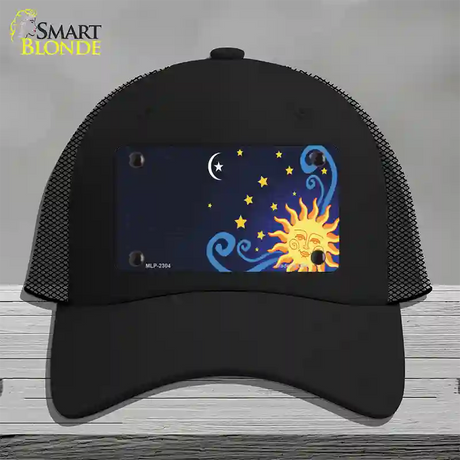 Celestial Sun Offset Novelty License Plate Hat Mesh / Black