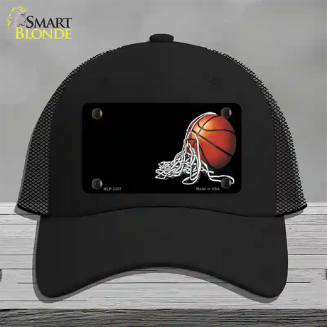 Basketball With Net Offset Novelty License Plate Hat Mesh / Black