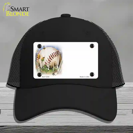 Baseball Offset Novelty License Plate Hat Mesh / Black