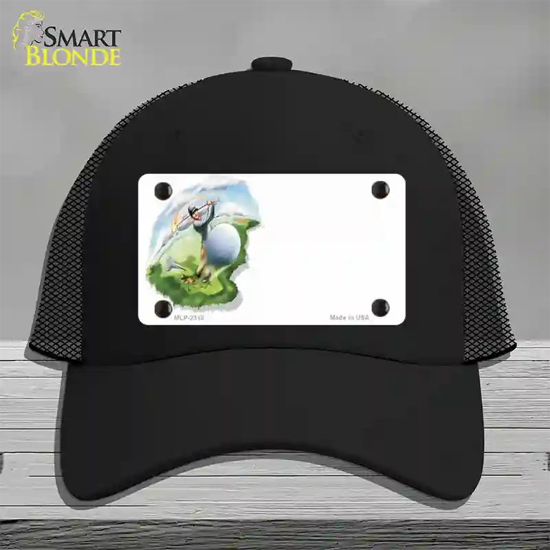 Golf Tee Shot Offset Novelty License Plate Hat Mesh / Black