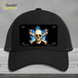 Blue Flame And Crossbones Novelty License Plate Hat Mesh / Black