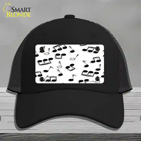 Musical Notes Black White Novelty License Plate Hat Mesh / Black