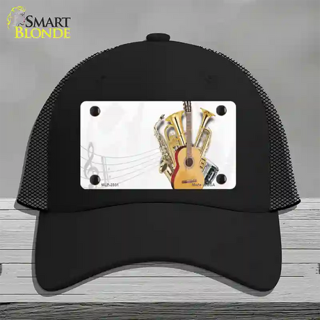 Musical Instruments Offset Novelty License Plate Hat Mesh / Black