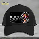 Racing Pin Up Girl Novelty License Plate Hat Mesh / Black