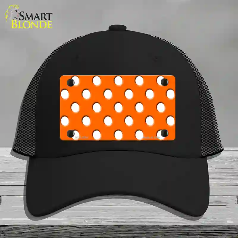 White Polka Dots Orange Novelty License Plate Hat Mesh / Black