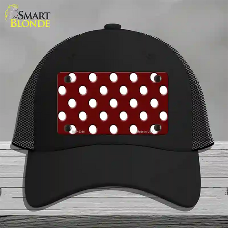 White Polka Dots Burgundy Novelty License Plate Hat Mesh / Black