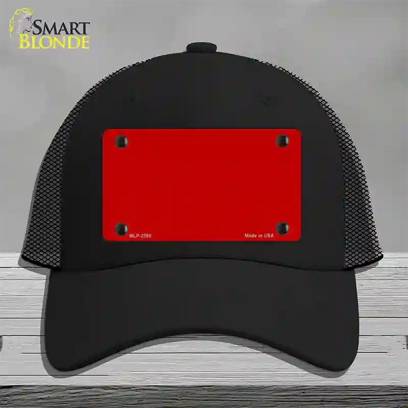 Red Solid Novelty License Plate Hat Mesh / Black