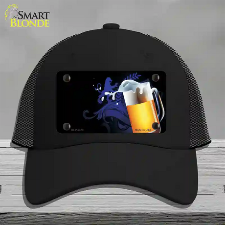 Frothy Beer Mug Offset Novelty License Plate Hat Mesh / Black