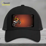 Dirt Bike Rider Offset Novelty License Plate Hat Mesh / Black