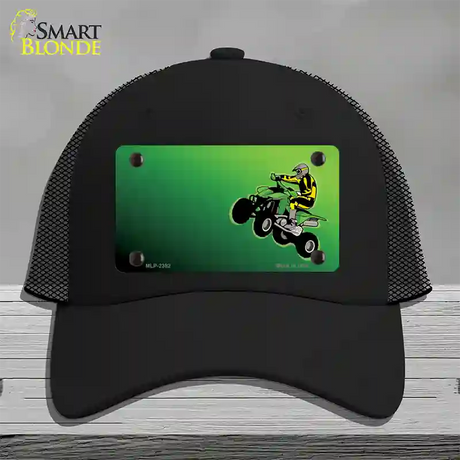 Quad Rider Offset Flat Novelty License Plate Hat Mesh / Black