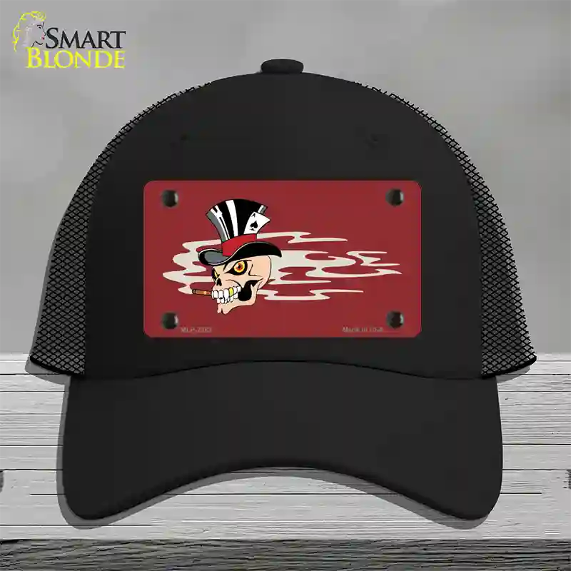 Smokin Joker Top Hat Skull Offset Novelty License Plate Hat Mesh / Black