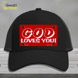 God Loves You Novelty License Plate Hat Mesh / Black