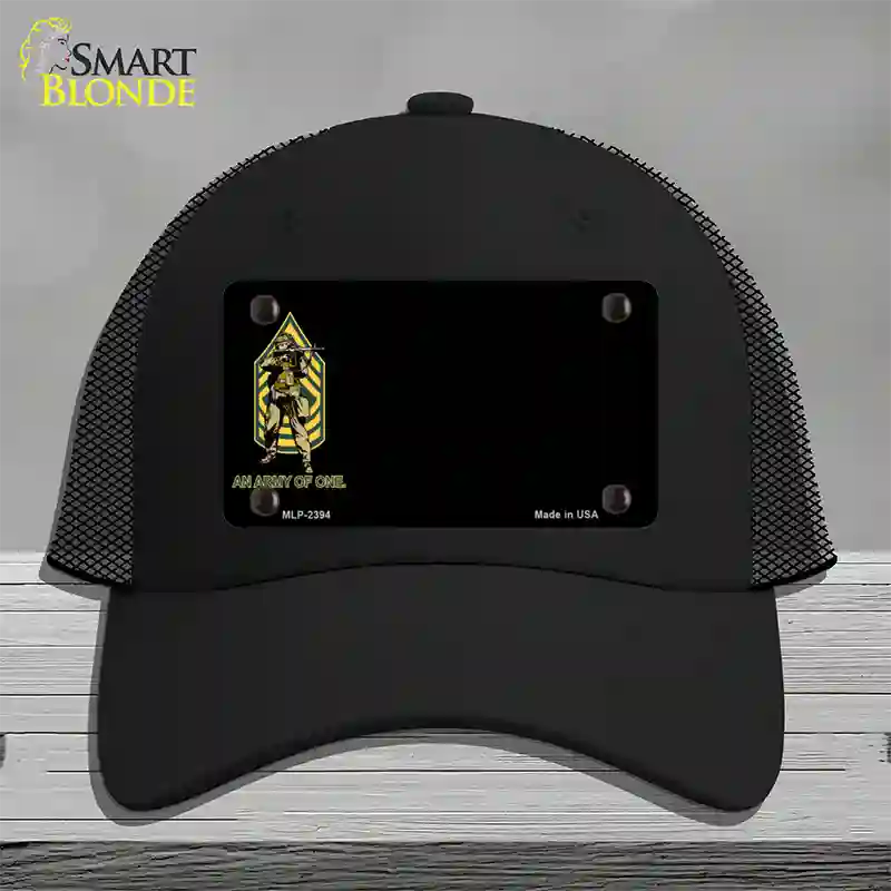 An Army of One Offset Novelty License Plate Hat Mesh / Black