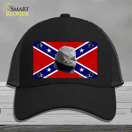 Confederate Army Cap Novelty License Plate Hat Mesh / Black