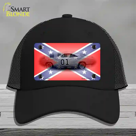 Confederate Flag Charger Novelty License Plate Hat Mesh / Black