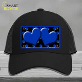 Blue Black Polka Dot Blue Center Hearts Novelty License Plate Hat Mesh / Black