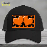 Orange Black Polka Dot Orange Center Hearts Novelty License Plate Hat Mesh / Black