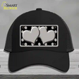 Grey Black Polka Dot Grey Center Hearts Novelty License Plate Hat Mesh / Black