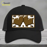 Brown White Polka Dot Brown Centered Hearts Novelty License Plate Hat Mesh / Black