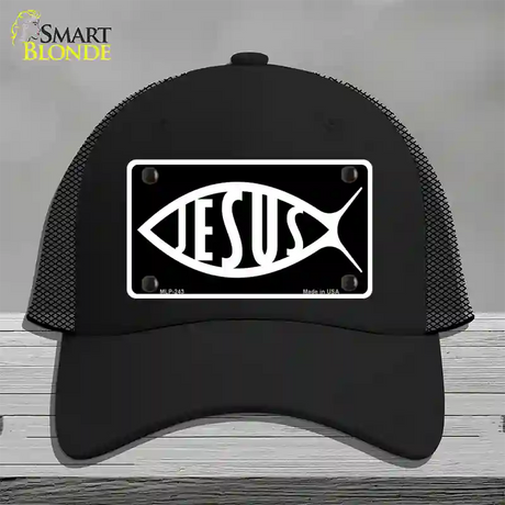 Jesus Fish Novelty License Plate Hat Mesh / Black