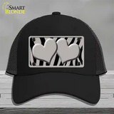 Grey Black Zebra Grey Centered Hearts Novelty License Plate Hat Mesh / Black