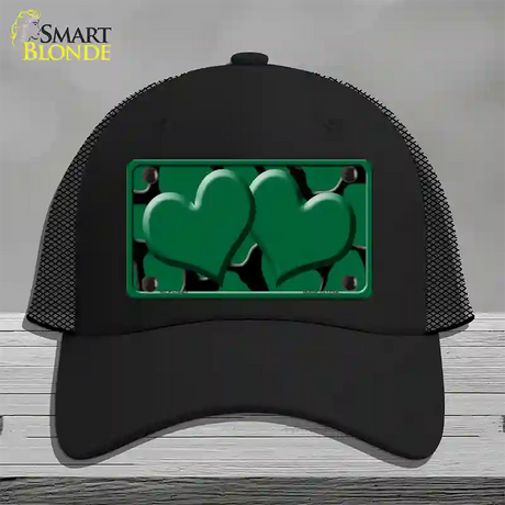 Green Black Giraffe Green Centered Hearts Novelty License Plate Hat Mesh / Black