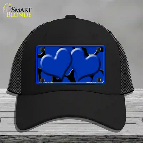 Blue Black Giraffe Blue Centered Hearts Novelty License Plate Hat Mesh / Black