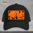 Orange Black Giraffe Orange Centered Hearts Novelty License Plate Hat Mesh / Black