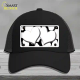 White Black Giraffe White Centered Hearts Novelty License Plate Hat Mesh / Black