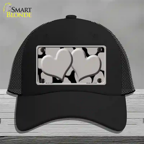 Grey Black Giraffe Grey Centered Hearts Novelty License Plate Hat Mesh / Black