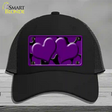 Purple Black Giraffe Purple Centered Hearts Novelty License Plate Hat Mesh / Black