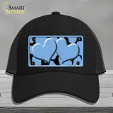 Light Blue Black Giraffe Light Blue Centered Hearts Novelty License Plate Hat Mesh / Black