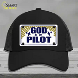 God Is My Pilot Novelty License Plate Hat Mesh / Black