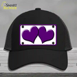 Solid Purple Centered Hearts White Novelty License Plate Hat Mesh / Black