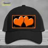 Solid Orange Centered Hearts Black Novelty License Plate Hat Mesh / Black