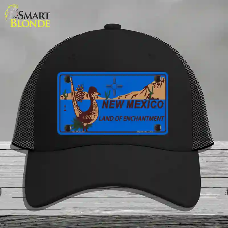 Roadrunner Blue New Mexico Novelty License Plate Hat Mesh / Black