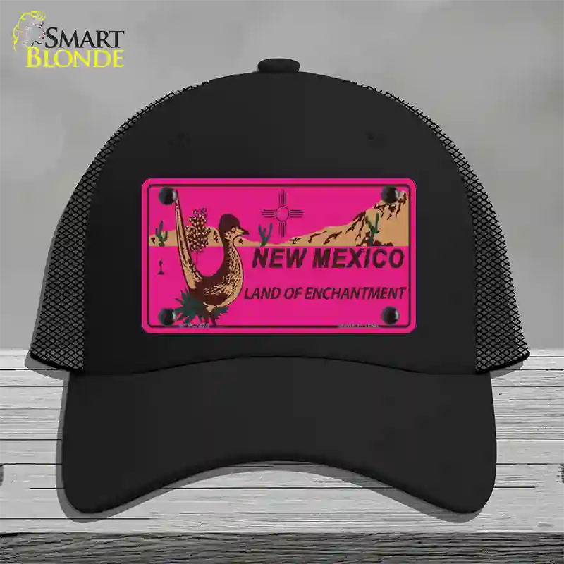 Roadrunner Pink New Mexico Novelty License Plate Hat Mesh / Black