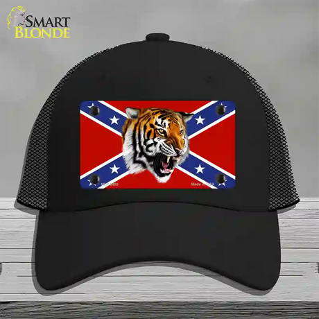 Confederate Flag Tiger Novelty License Plate Hat Mesh / Black