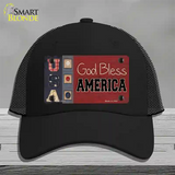 God Bless America Quilt Novelty License Plate Hat Mesh / Black