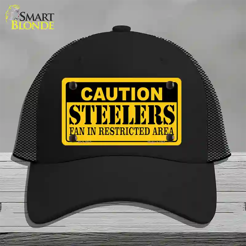 Caution Steelers Novelty License Plate Hat Mesh / Black