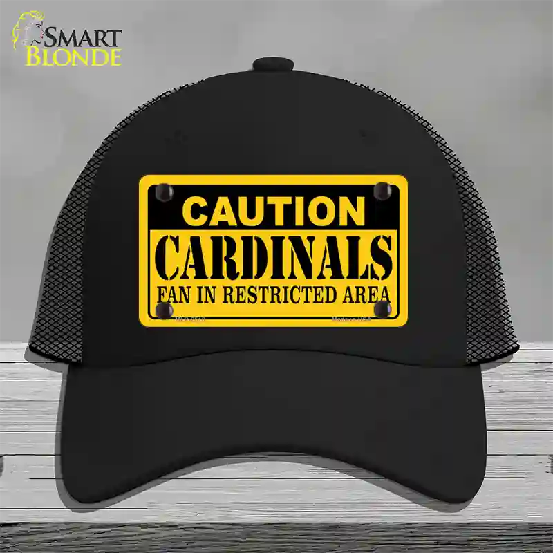 Caution Cardinals Novelty License Plate Hat Mesh / Black