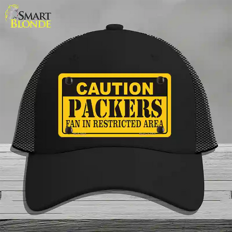 Caution Packers Novelty License Plate Hat Mesh / Black