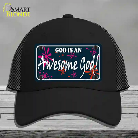 God Is An Awesome God Novelty License Plate Hat Mesh / Black