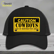 Caution Cowboys Novelty License Plate Hat Mesh / Black