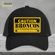 Caution Broncos Novelty License Plate Hat Mesh / Black