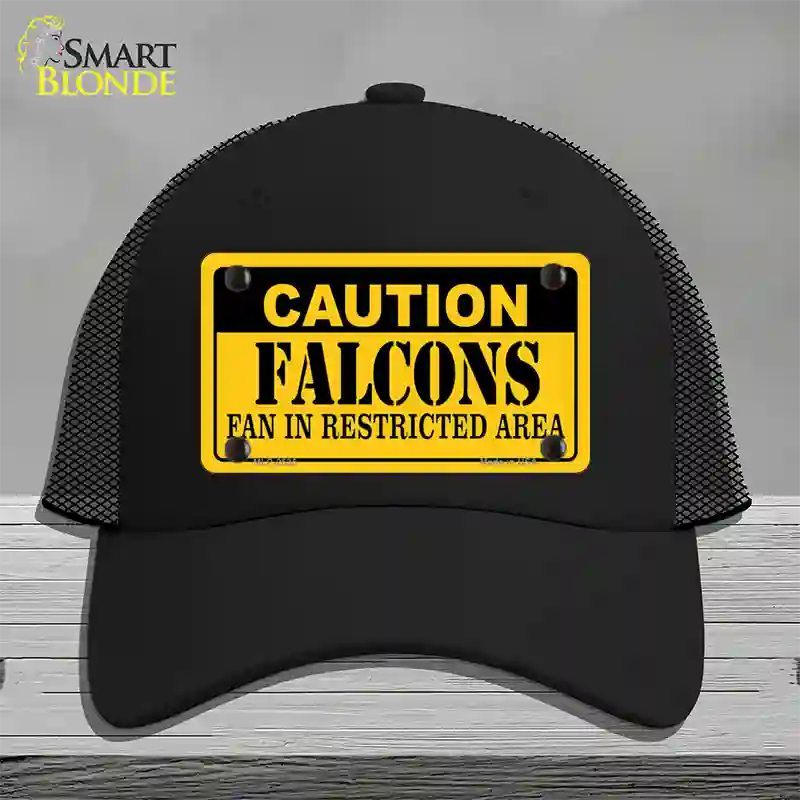 Caution Falcons Novelty License Plate Hat Mesh / Black