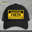 Caution Colts Novelty License Plate Hat Mesh / Black