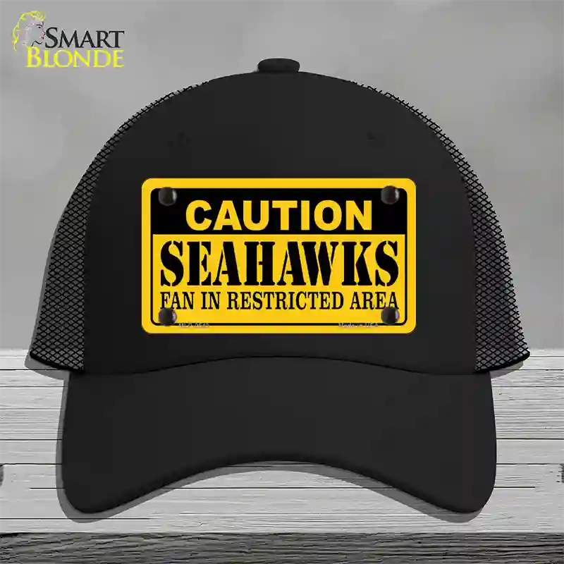 Caution Seahawks Novelty License Plate Hat Mesh / Black