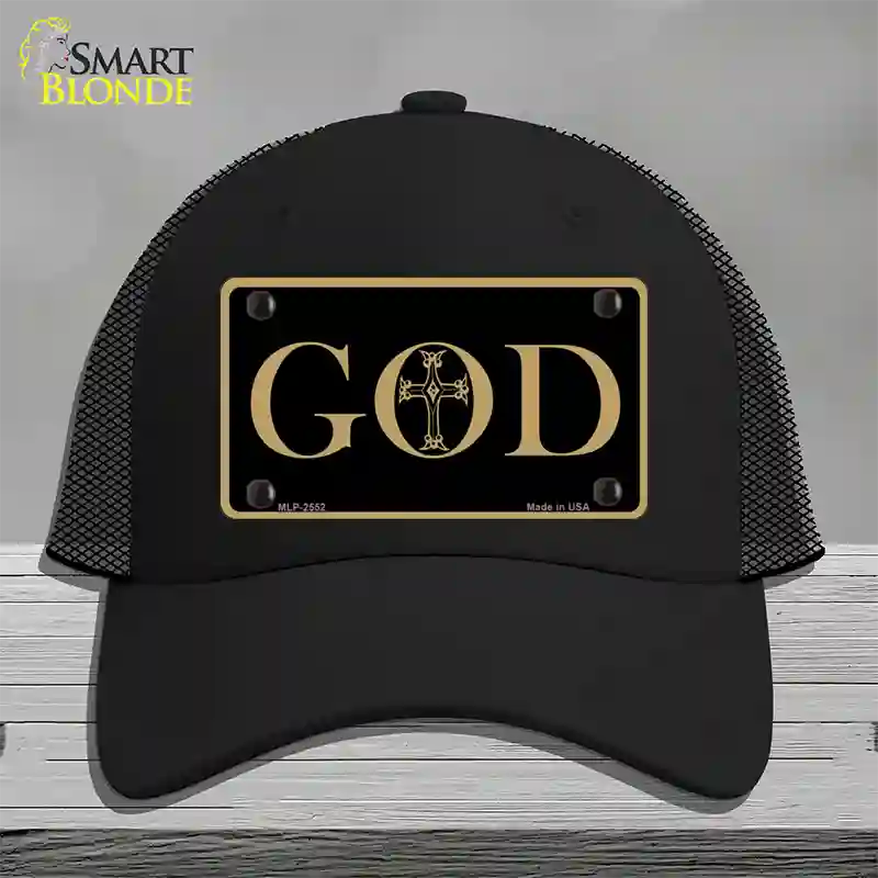 God Novelty License Plate Hat Mesh / Black